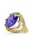 Винтидж крафт Пръстен Александрит 14K жълто злато vrc003y